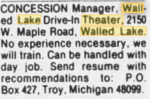 Walake Drive-In Theatre - HELP WANTED AT THE DRIVE-IN MAR 20 1985